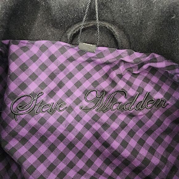 Steve Madden Women Peacoat Belted Wool Blend Black Lined Size XL Pockets Outdoor - Picture 9 of 14